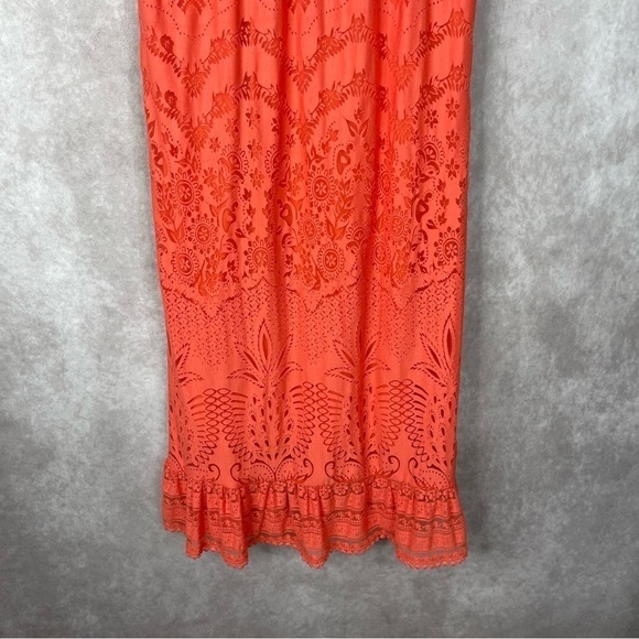 Farm Rio x Anthropologie Devore Coral Orange Lace Maxi Dress Size Small Size XS - Picture 5 of 10